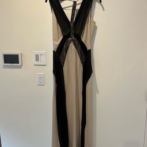 BCBG Elegant Black and Cream Wedding Gown